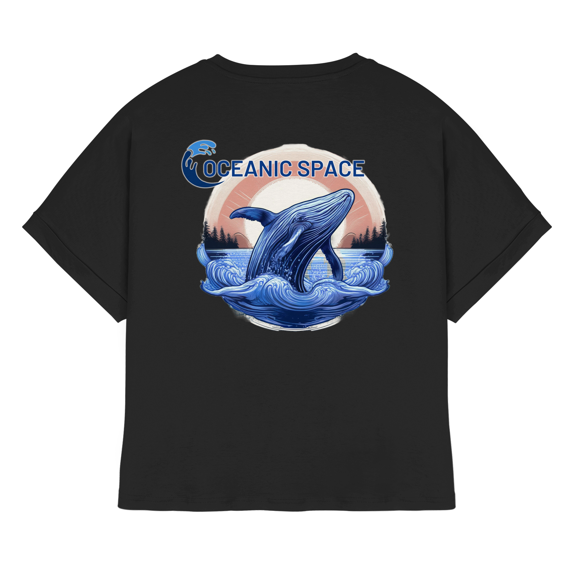 OCEANIC SPACE - Save our oceans - Womens Organic Rolled Sleeves T-Shirt - ThreadLabs