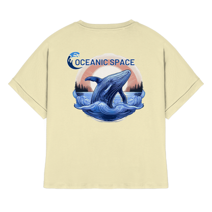 OCEANIC SPACE - Save our oceans - Womens Organic Rolled Sleeves T-Shirt - ThreadLabs