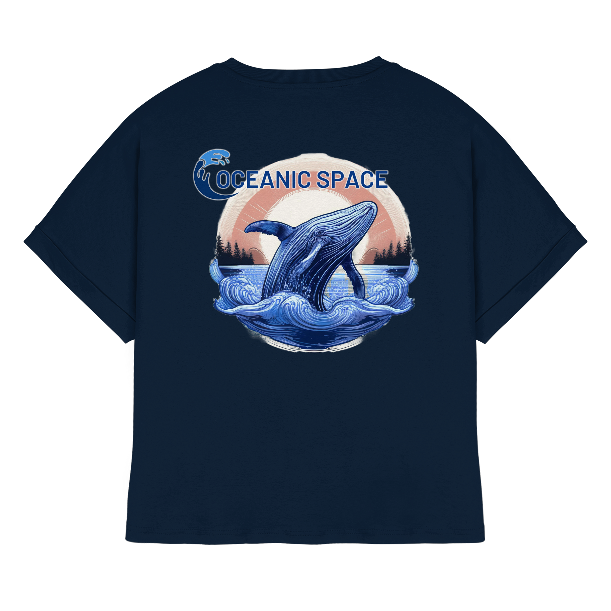 OCEANIC SPACE - Save our oceans - Womens Organic Rolled Sleeves T-Shirt - ThreadLabs
