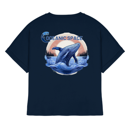 OCEANIC SPACE - Save our oceans - Womens Organic Rolled Sleeves T-Shirt - ThreadLabs