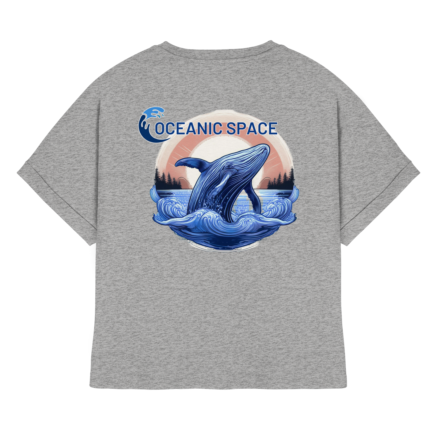 OCEANIC SPACE - Save our oceans - Womens Organic Rolled Sleeves T-Shirt - ThreadLabs