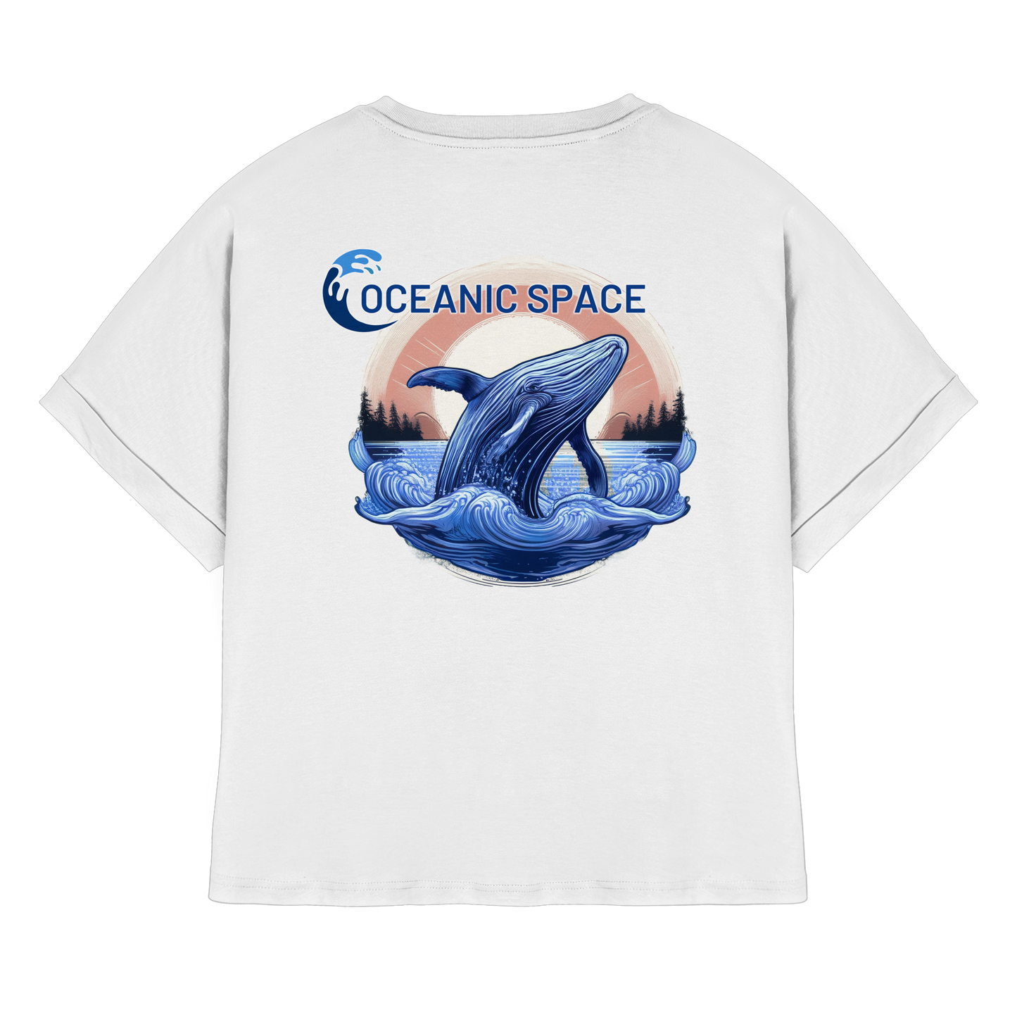 OCEANIC SPACE - Save our oceans - Womens Organic Rolled Sleeves T-Shirt - ThreadLabs