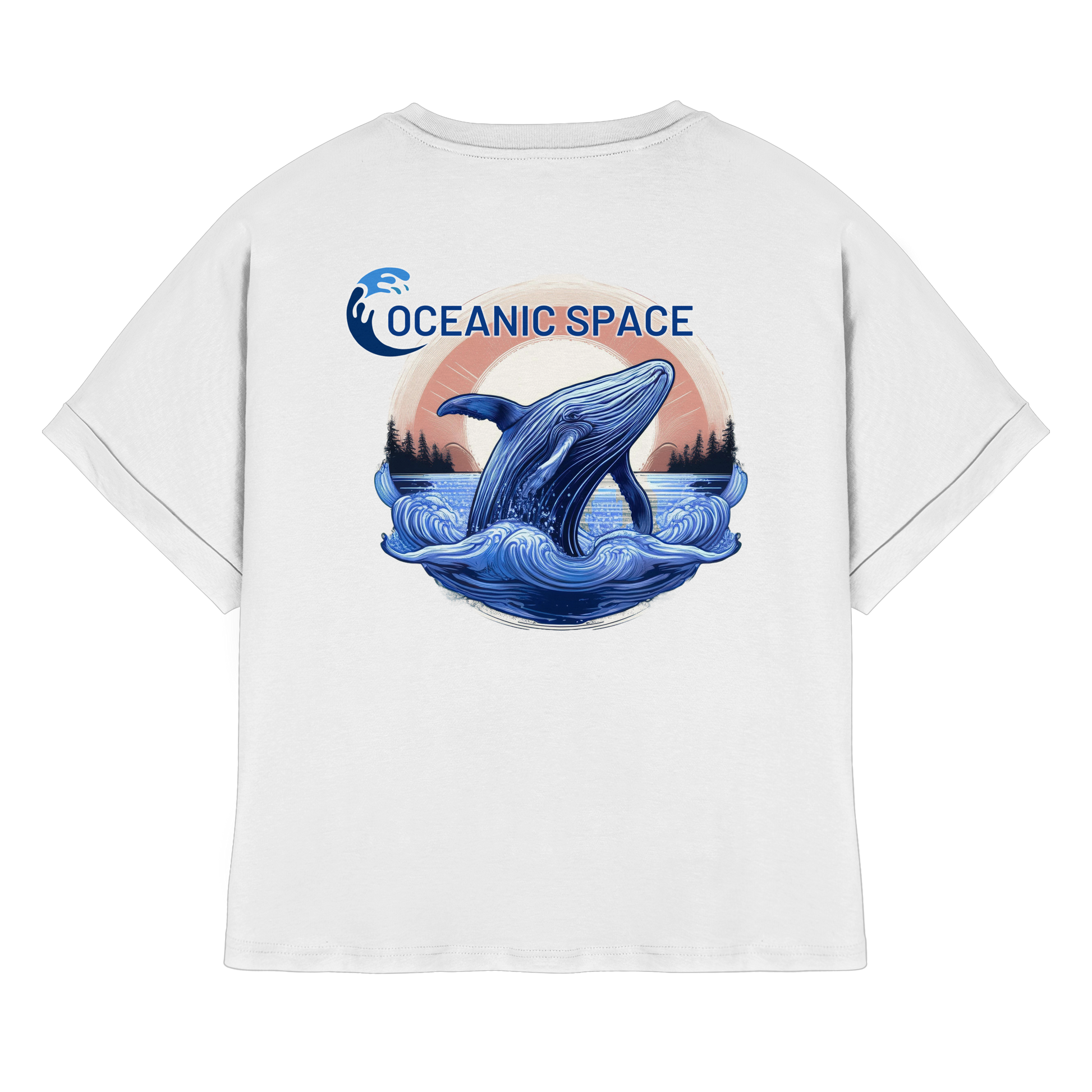OCEANIC SPACE - Save our oceans - Womens Organic Rolled Sleeves T-Shirt - ThreadLabs