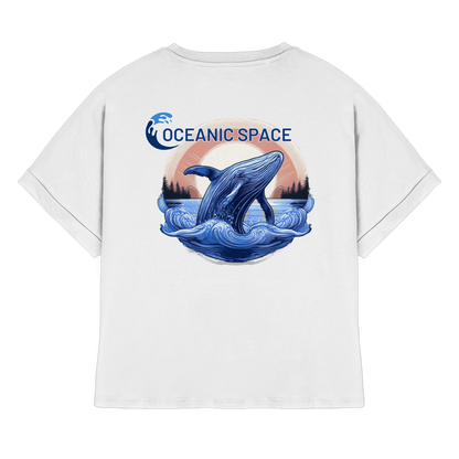 OCEANIC SPACE - Save our oceans - Womens Organic Rolled Sleeves T-Shirt - ThreadLabs