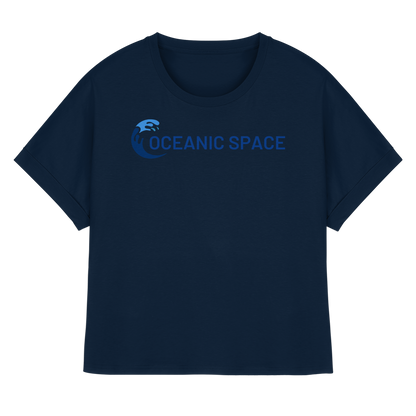 OCEANIC SPACE - Save our oceans - Womens Organic Rolled Sleeves T-Shirt - ThreadLabs