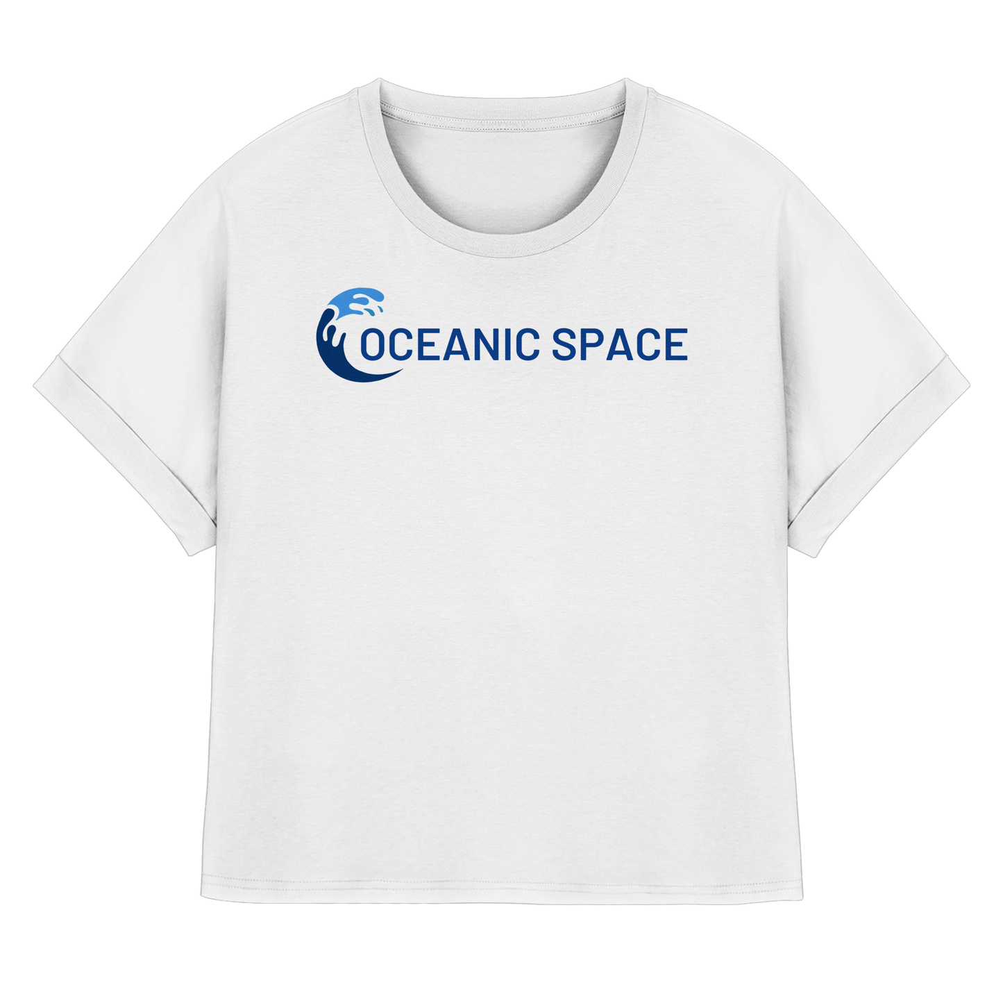 OCEANIC SPACE - Save our oceans - Womens Organic Rolled Sleeves T-Shirt - ThreadLabs